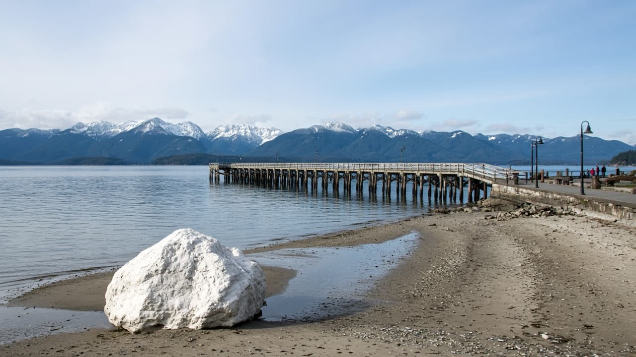 Coastal pier stretching into the bay